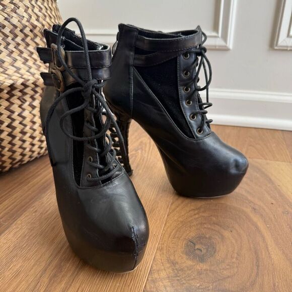 Gothic Babe Gothic Punk Bone Heel Boots Black $184 38 - Picture 4 of 14